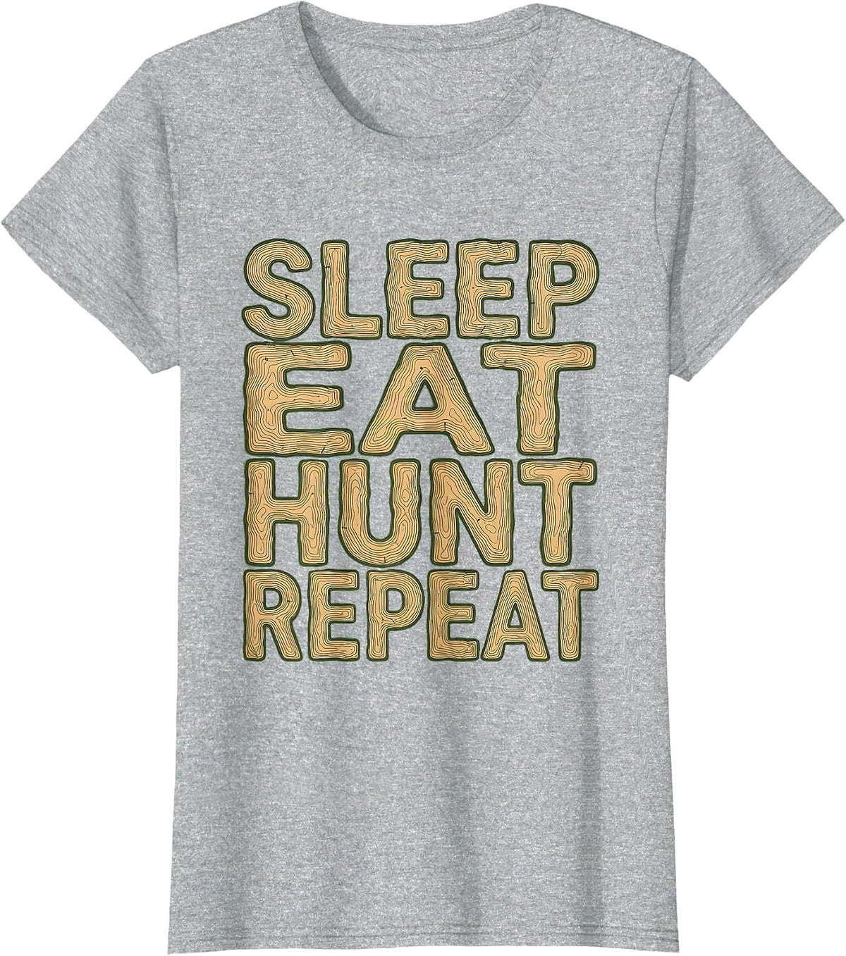 Women's Sleep Eat Hunt Repeat Camo Hunting Design T-Shirt - Heather Grey