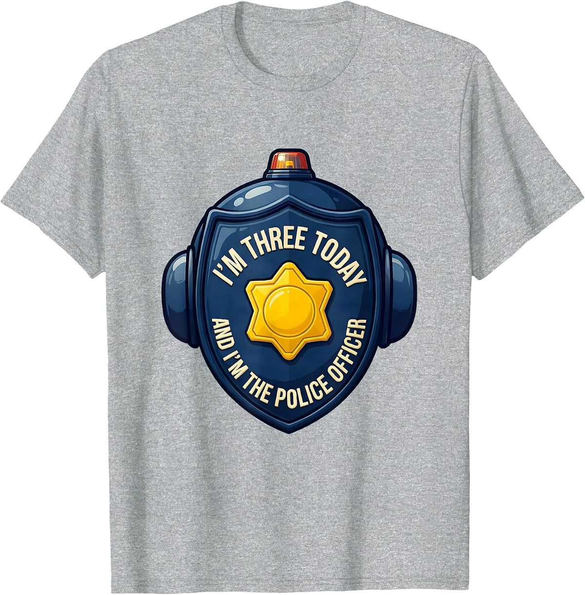 Men's I'm Three Today And I'm The Police Officer Kids T-Shirt - Heather Grey