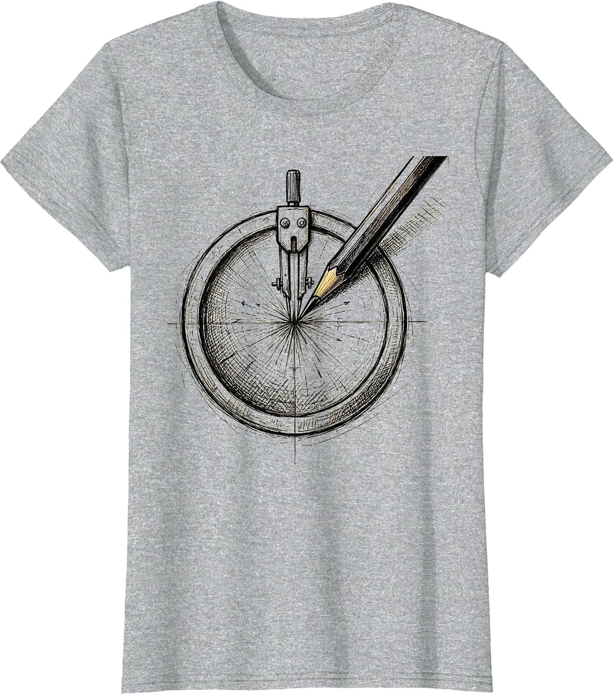Women's Compass Drawing a Perfect Circle Graphic T-Shirt - Heather Grey
