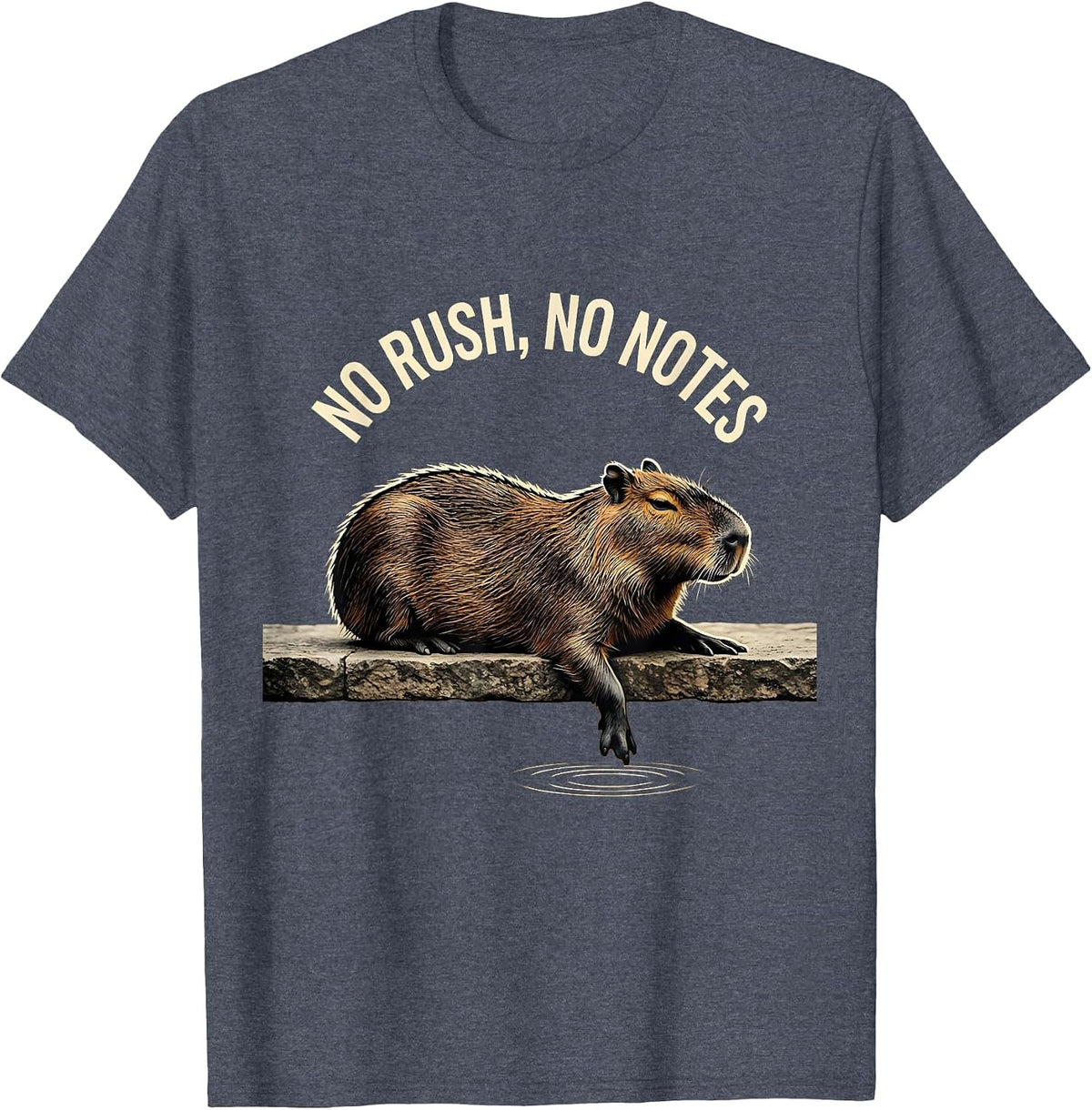 No Rush No Notes Funny Capybara Meme Animal Lover Humor T-Shirt - Heather Blue