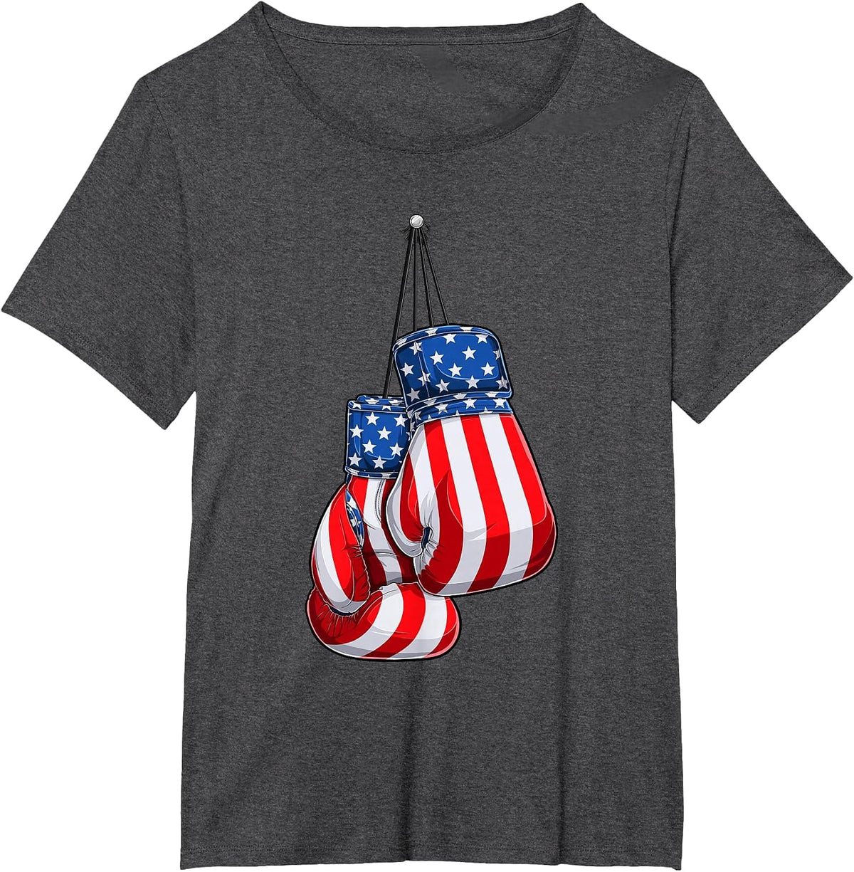 Box Gloves American Flag 4th of July Boxing T-Shirt - Dark Heather Grey