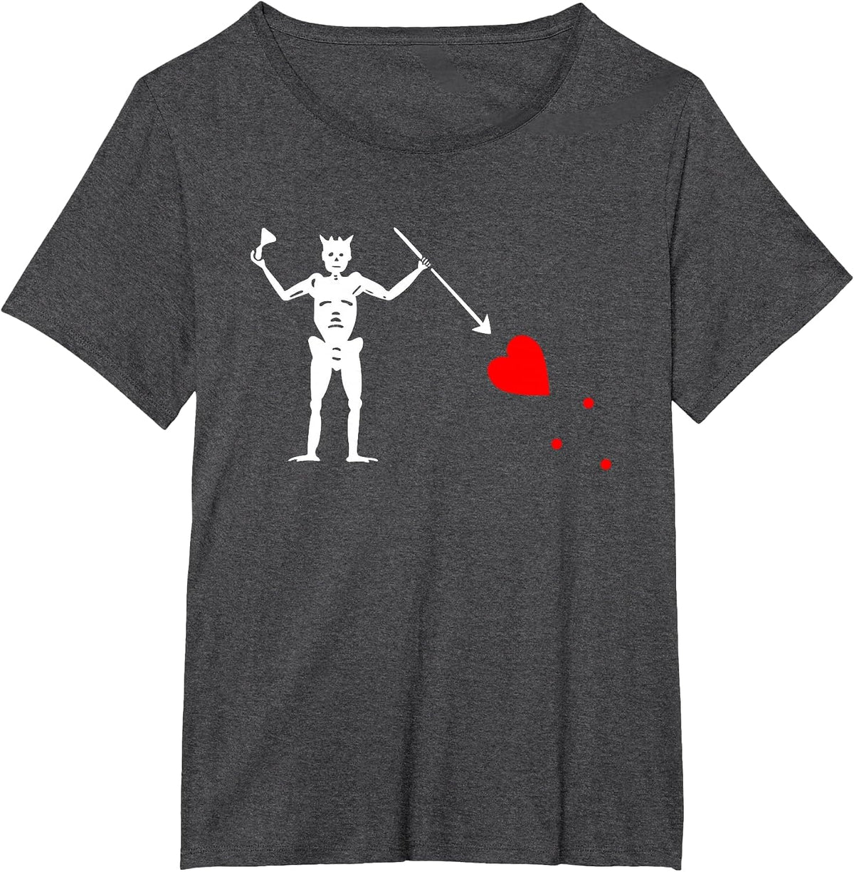 Blackbeard Pirate Flag Jolly Roger Skeleton Halloween T-Shirt - Dark Heather Grey