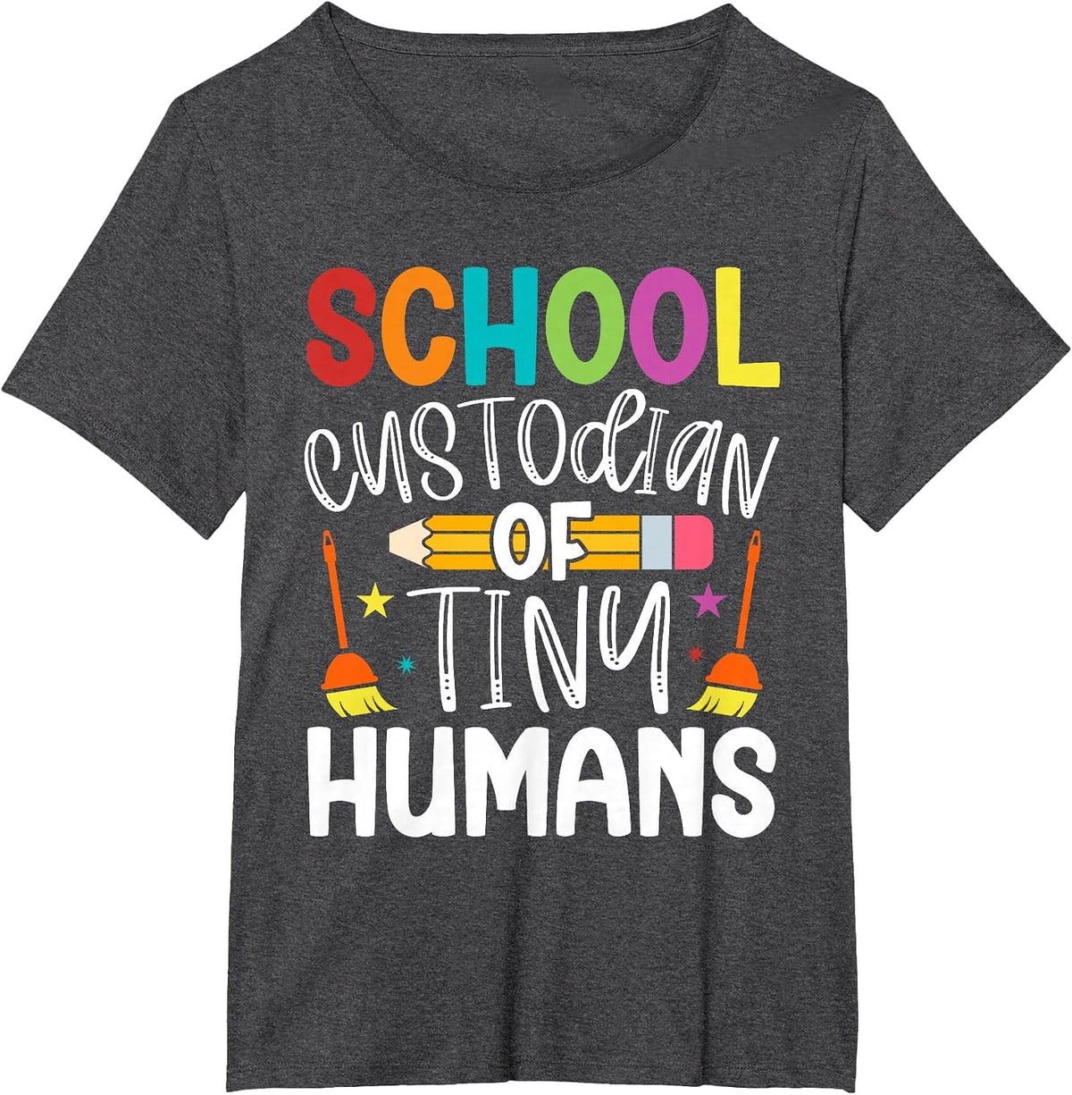 School Custodian of Tiny Humans Back to School Janitor T-Shirt - Dark Heather Grey