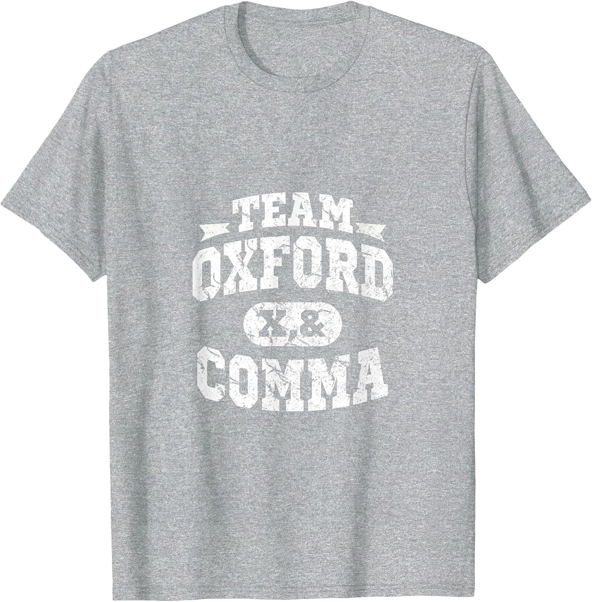 Team Oxford Comma T-Shirt - Funny Grammar Book Lovers T-Shirt - Heather Grey