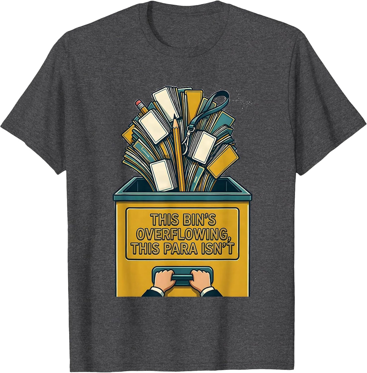 Men's This Bin's Overflowing, This Para Isn't Funny T-Shirt - Dark Heather Grey