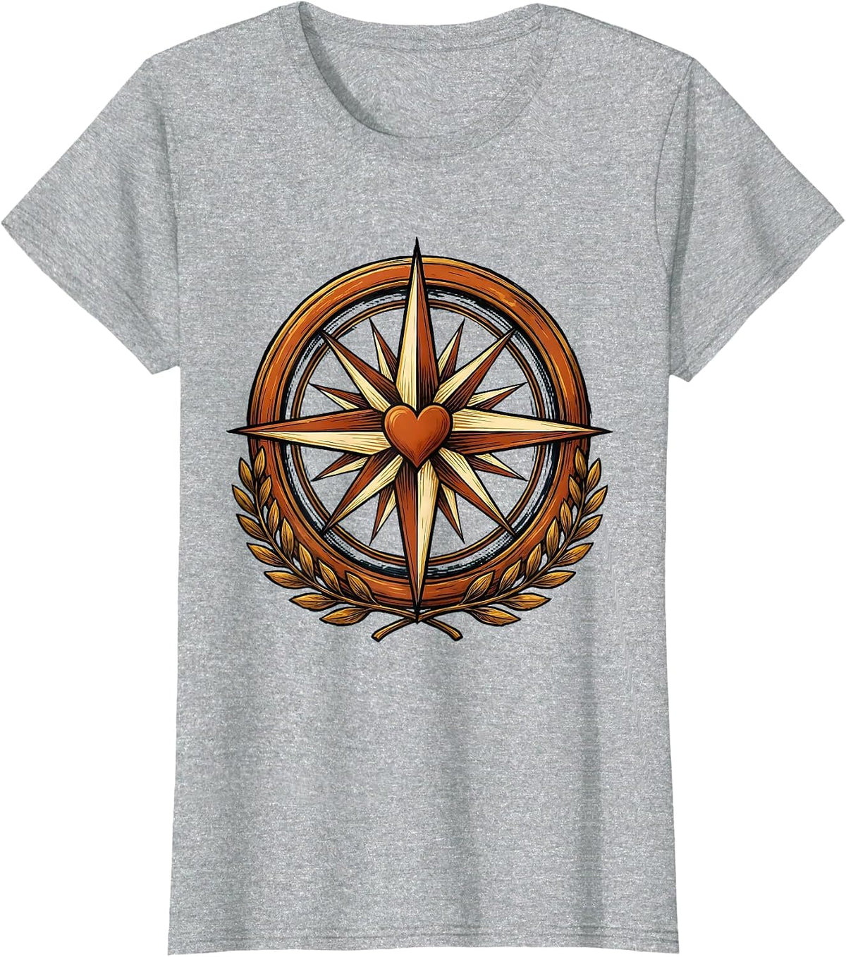 Women's Social Worker Compass Rose Heart Graphic T-Shirt - Heather Grey