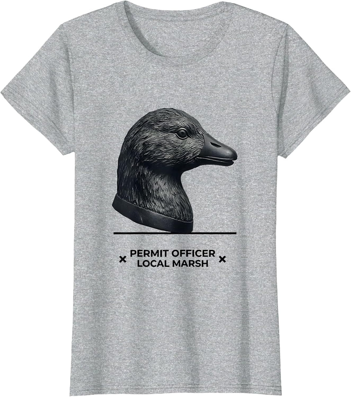 Women's Permit Officer, Local Marsh Funny Duck Hunter Hunting Gift T-Shirt - Heather Grey