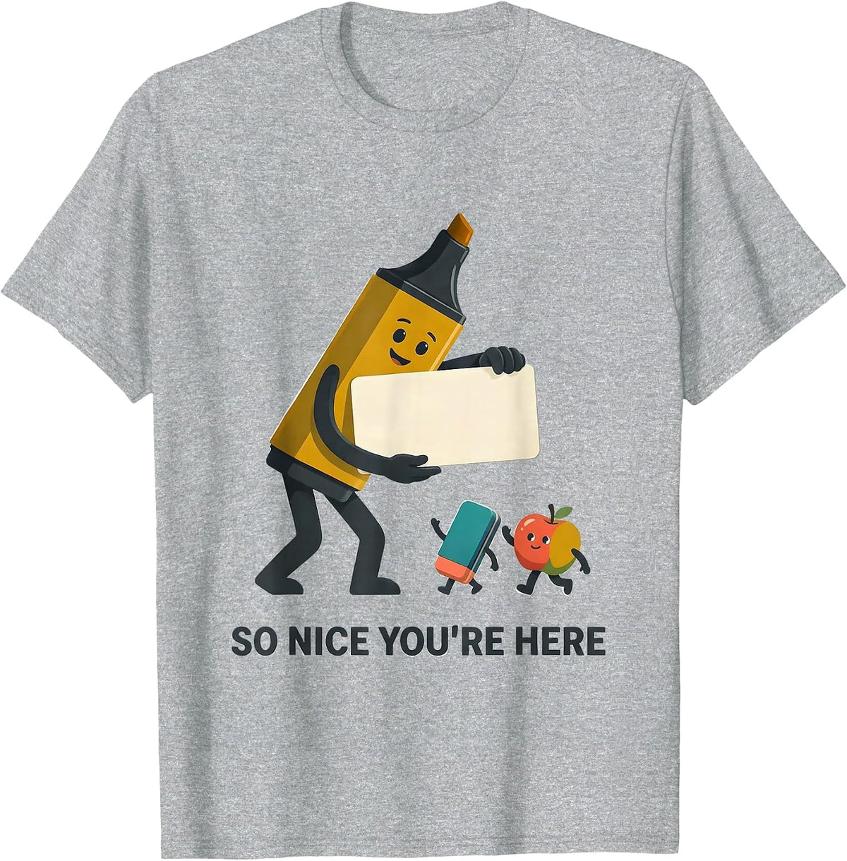 Men's So Nice You're Here Midcentury Modern Teacher Student Back T-Shirt - Heather Grey