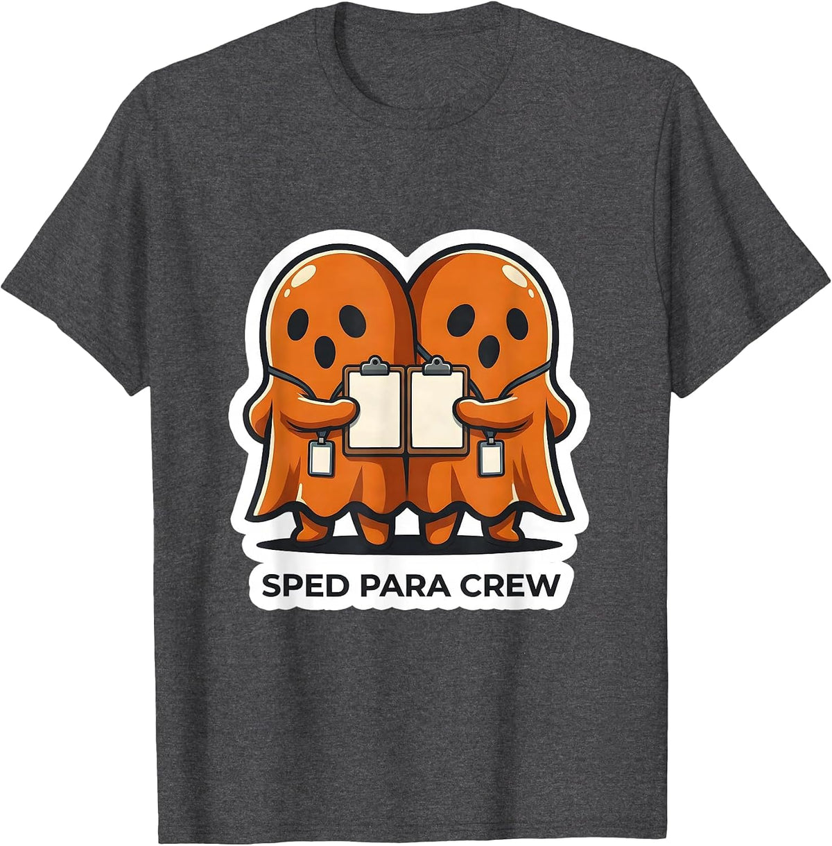 SPED Para Crew Ghost Para Normal Activities Halloween T-Shirt - Dark Heather Grey