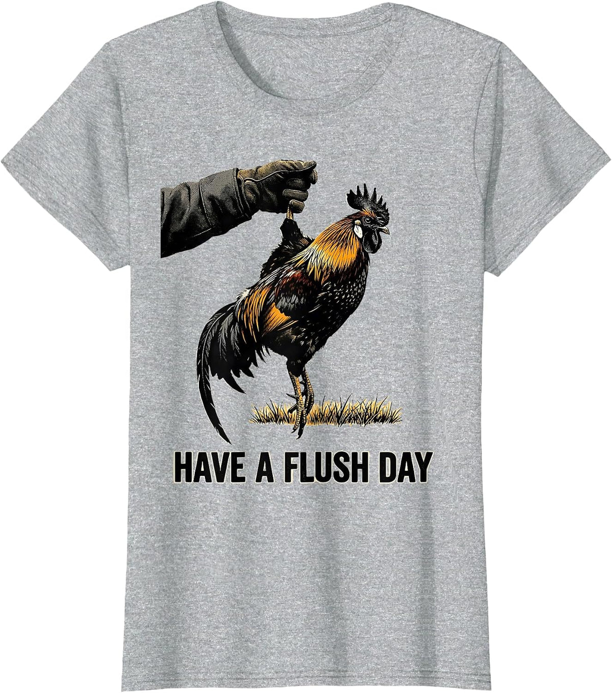 Have a Flush Day Screenprint Pheasant Hunting Humor Upland T-Shirt - Heather Grey