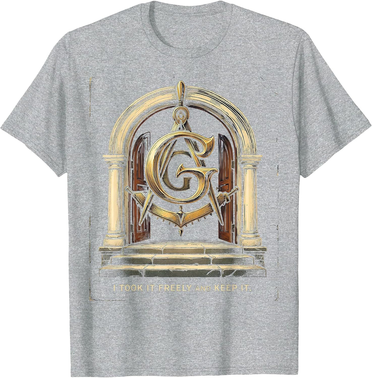 Men's I Took It Freely And Keep It Vintage Freemason Square T-Shirt - Heather Grey