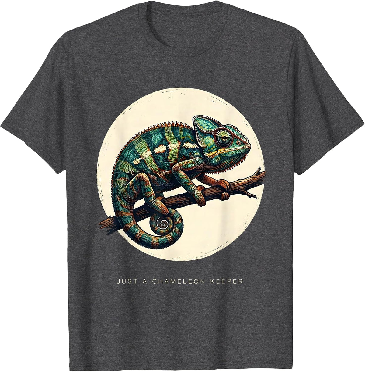 Men's Just A Chameleon Keeper Funny Reptile Keeper Herpetologist T-Shirt - Dark Heather Grey