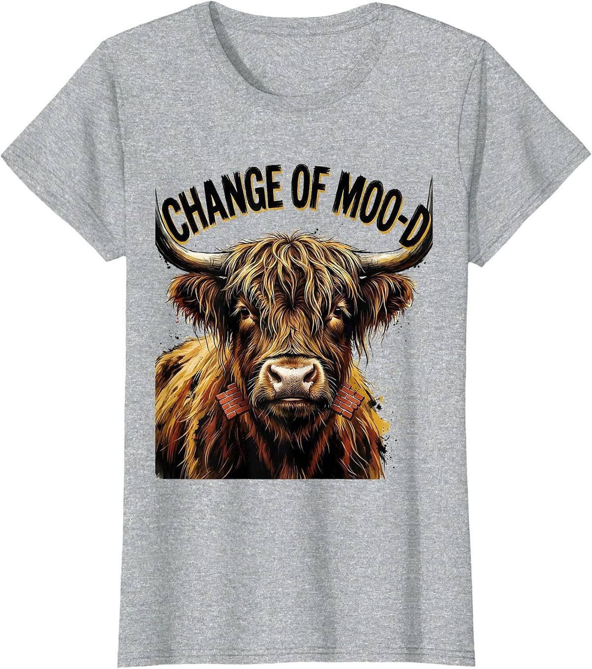 Women's Change Of Moo-D Funny Highland Cow Farm Animal Humor T-Shirt - Heather Grey