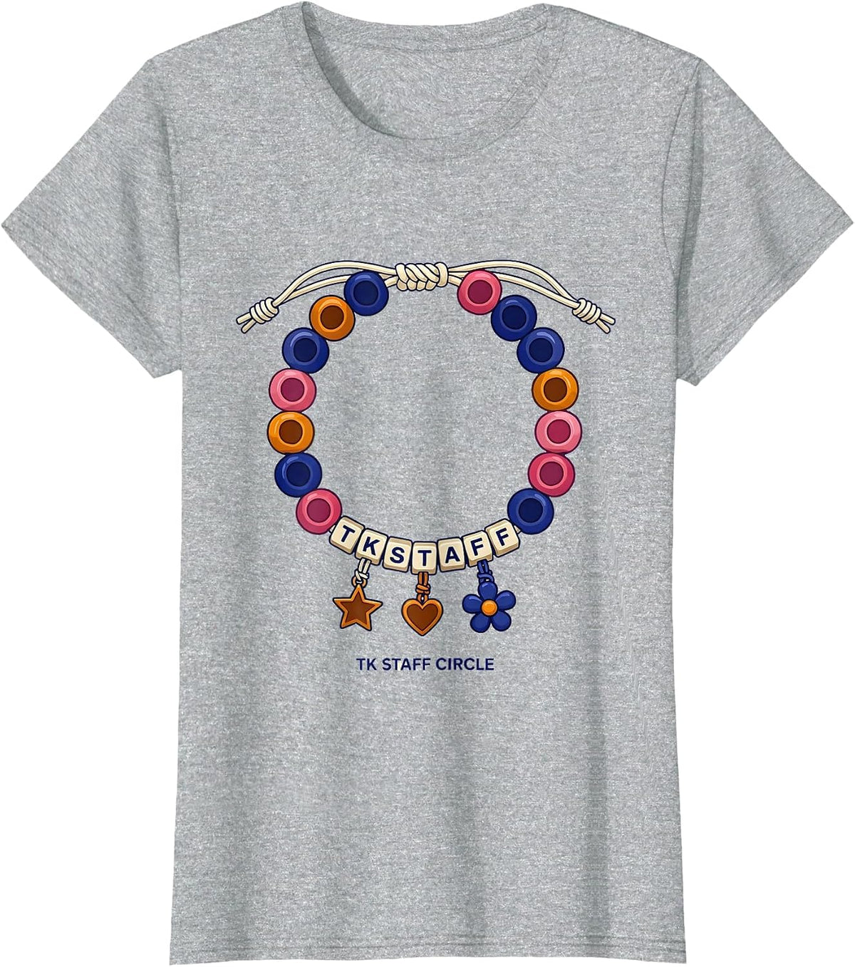 Women's TK Staff Circle Friendship Bracelet Transitional T-Shirt - Heather Grey