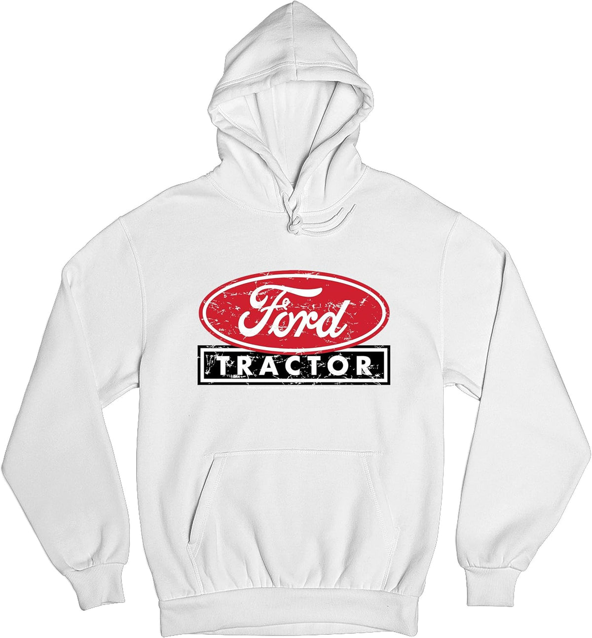 Tee Hunt Ford Tractor Red Distressed Logo Sweatshirt Vintage Farm Rustic Classic Brand - 2 Unisex Hoodie White