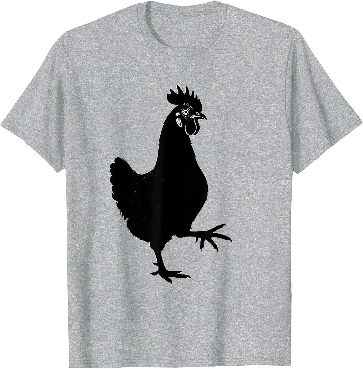 Men's Chicken Silhouette Funny Chicken Lover Farm Animal Humor T-Shirt - Heather Grey