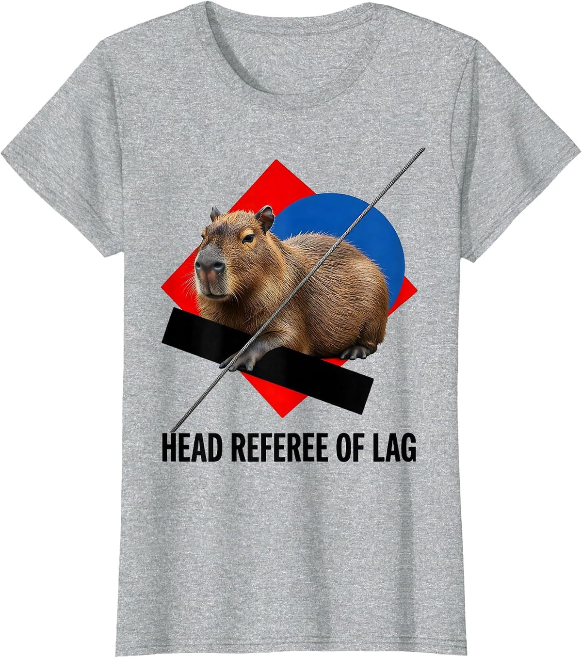 Women's Head Referee of Lag Funny Capybara Gamer Meme Humor T-Shirt - Heather Grey