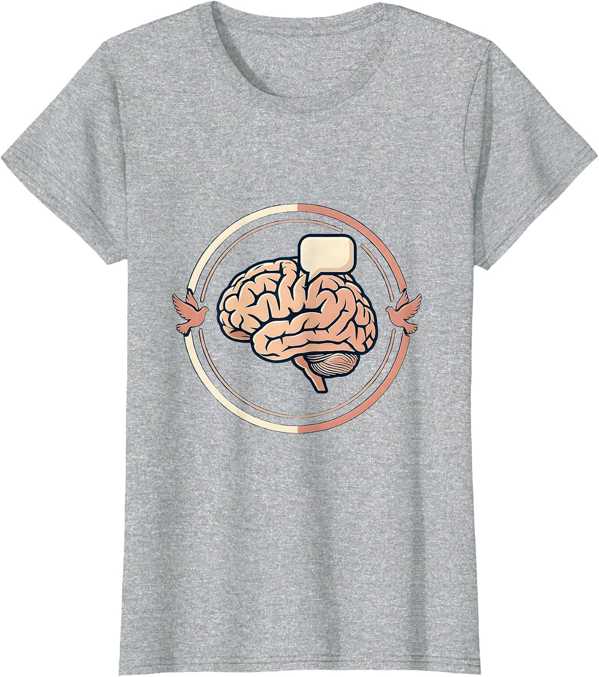 Brain Speech Bubble Graphic - SLP Mind Art T-Shirt - Heather Grey