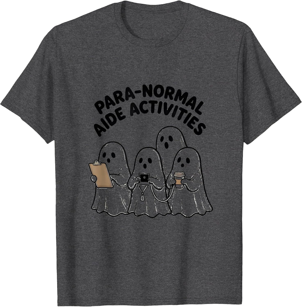 Para-Normal Aide Activities Cute Ghost SpED Paraprofessional T-Shirt - Dark Heather Grey