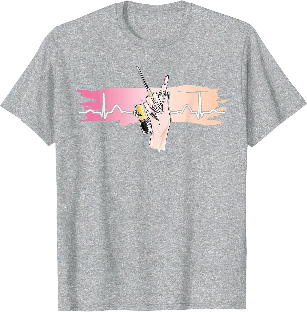 Heartbeat Naildesign Nail Salon Nail Tech T-Shirt - Heather Grey