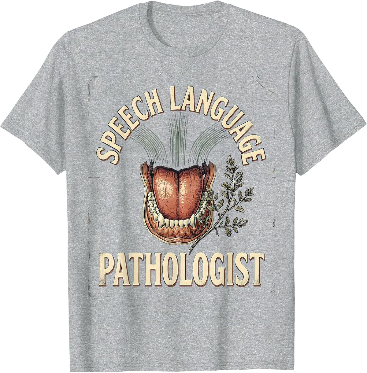 Men's Speech Language Pathologist Vintage Retro Floral SLP T-Shirt - Heather Grey