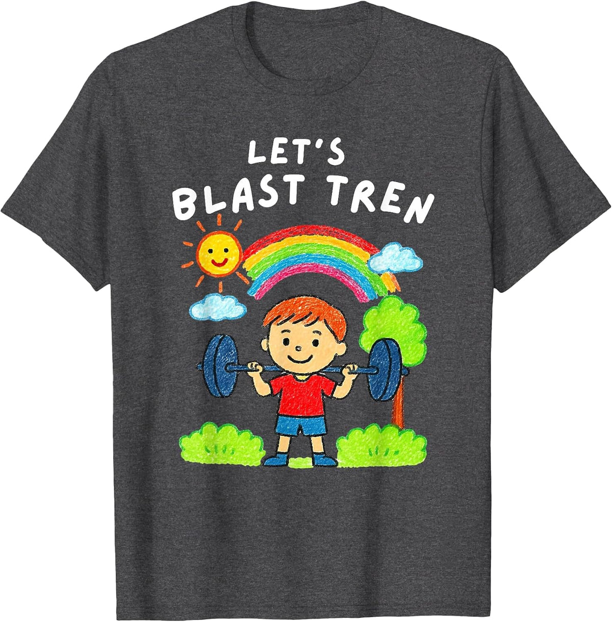 Let’s Blast Tren Funny Gym Workout T-Shirt - Dark Heather Grey