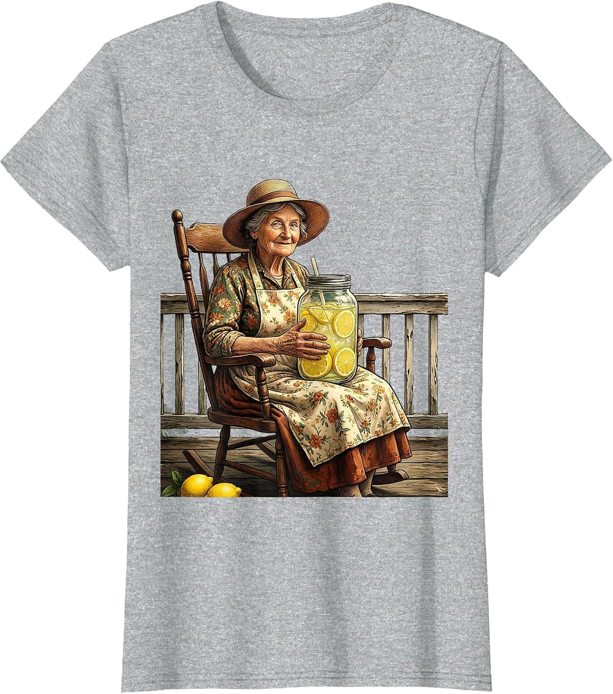 Women's Nana Lemonade Mason Jar Graphic Tee T-Shirt - Heather Grey