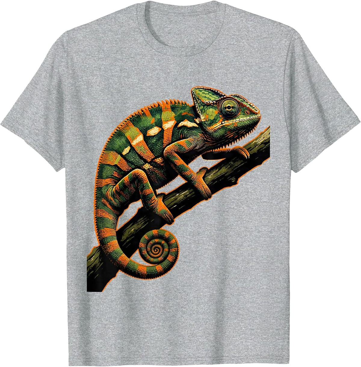 Men's Camo Chameleon on Branch Color Shift Art T-Shirt - Heather Grey