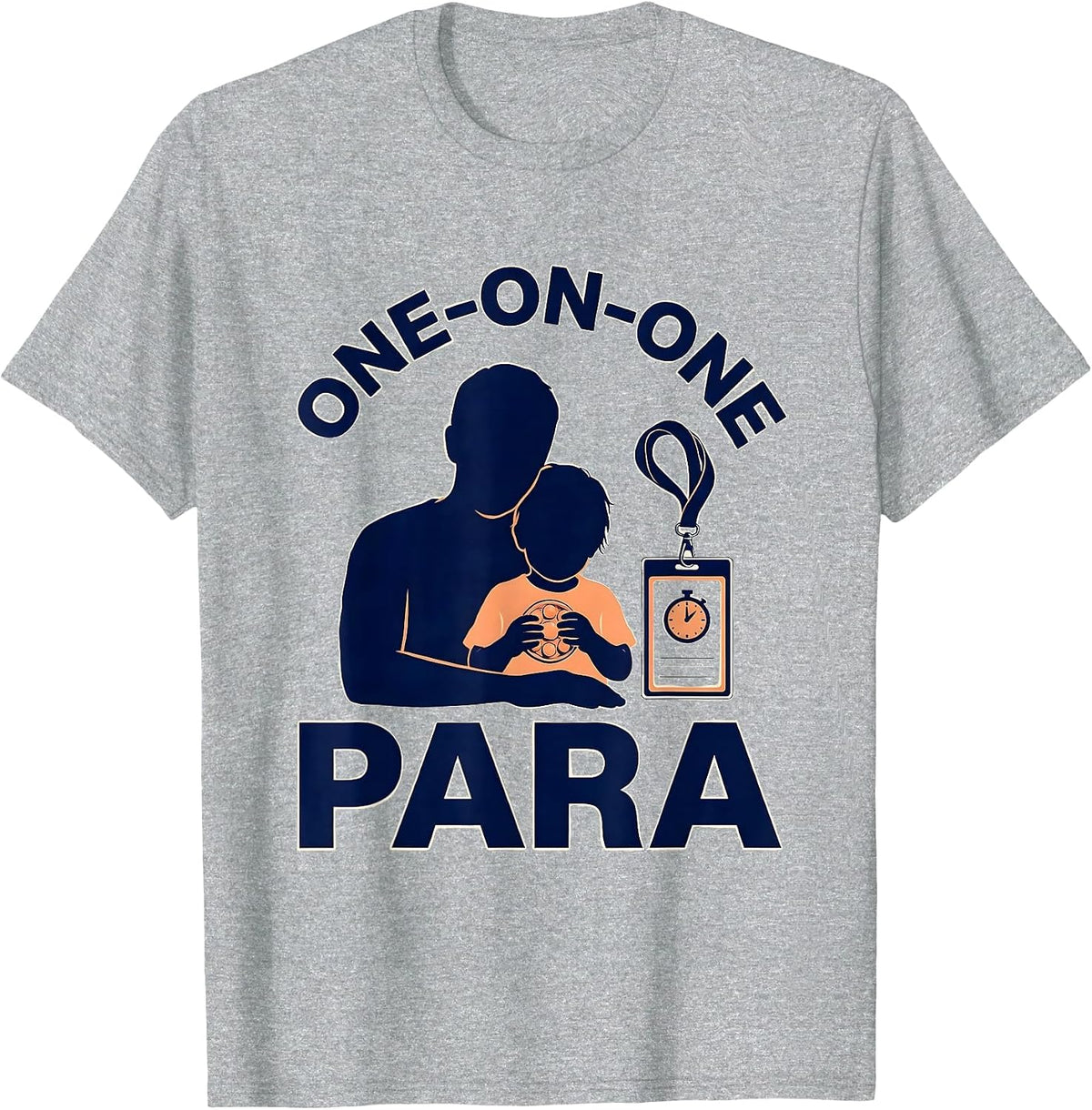 Men's One-On-One Para Funny Paraprofessional Back To School T-Shirt - Heather Grey
