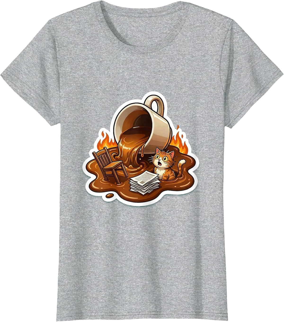 Women's Chaos Coordinator Spilled Coffee Disaster Scene T-Shirt - Heather Grey