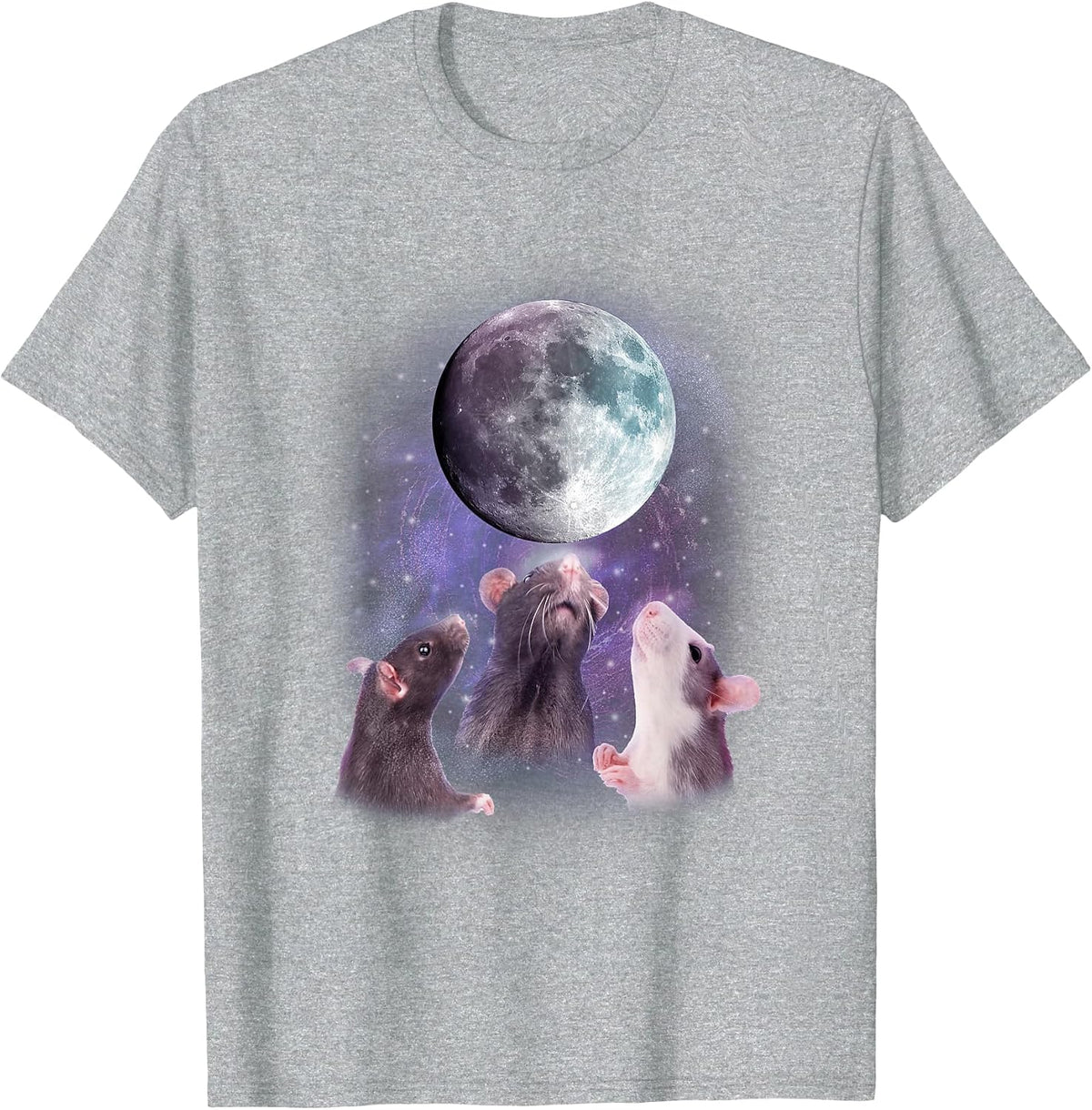 Rats Howling at the Moon Shirt - Funny Rat T-Shirt - Heather Grey