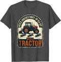 Men's Never Underestimate An Old Guy With A Tractor Distressed T-Shirt - Dark Heather Grey