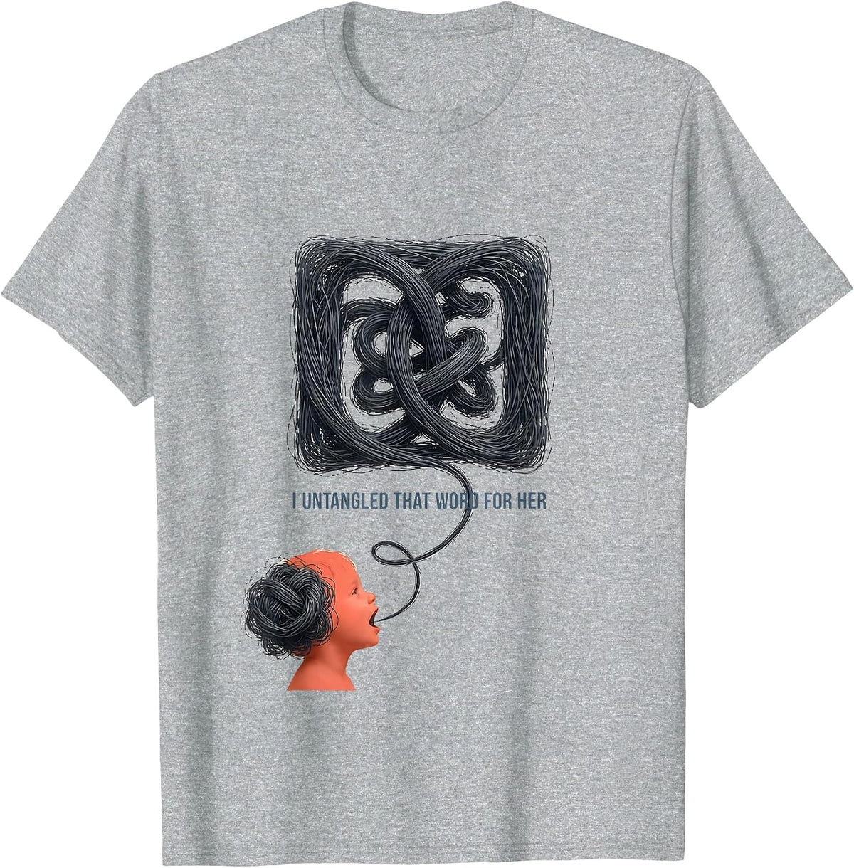 Men's I Untangled That Word For Her Retro Cute Speech Language T-Shirt - Heather Grey