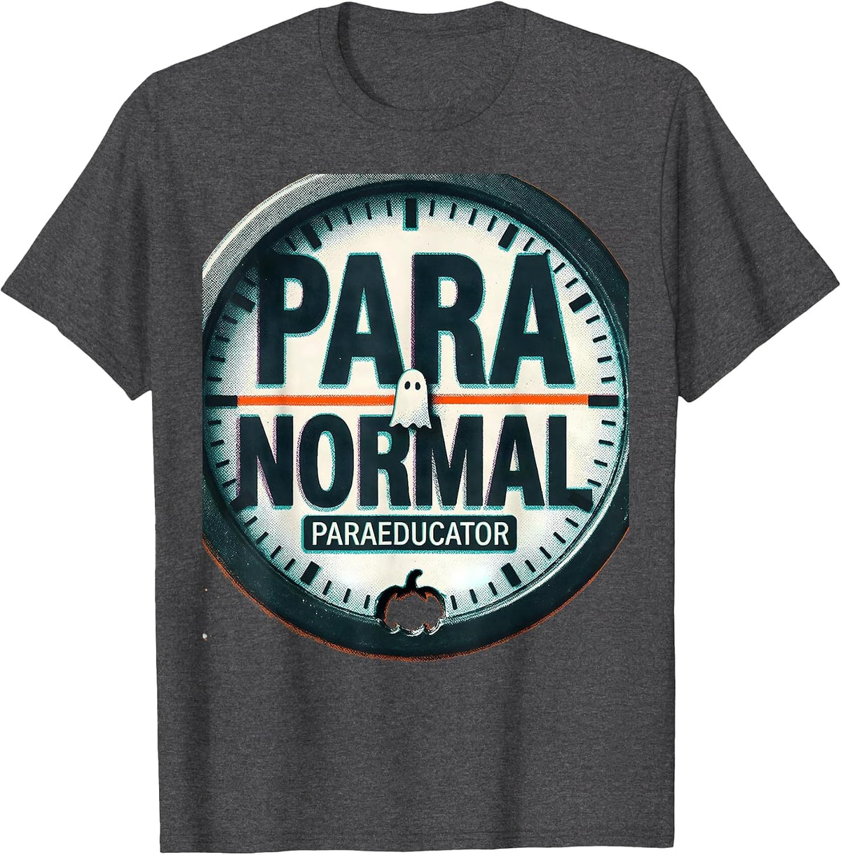 Men's Para Normal Paraeducator Risograph Halloween Para Teacher T-Shirt - Dark Heather Grey