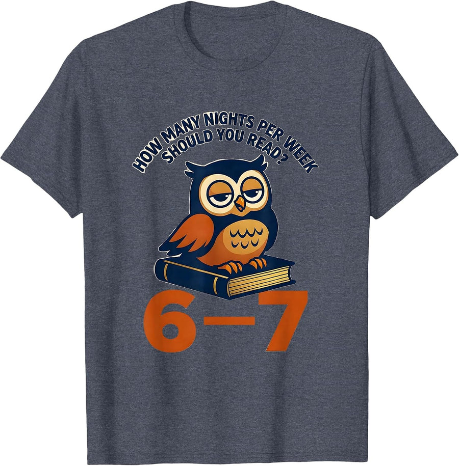 How Many Nights Per Week Should You Read? 6-7 Teacher T-Shirt - Heather Blue