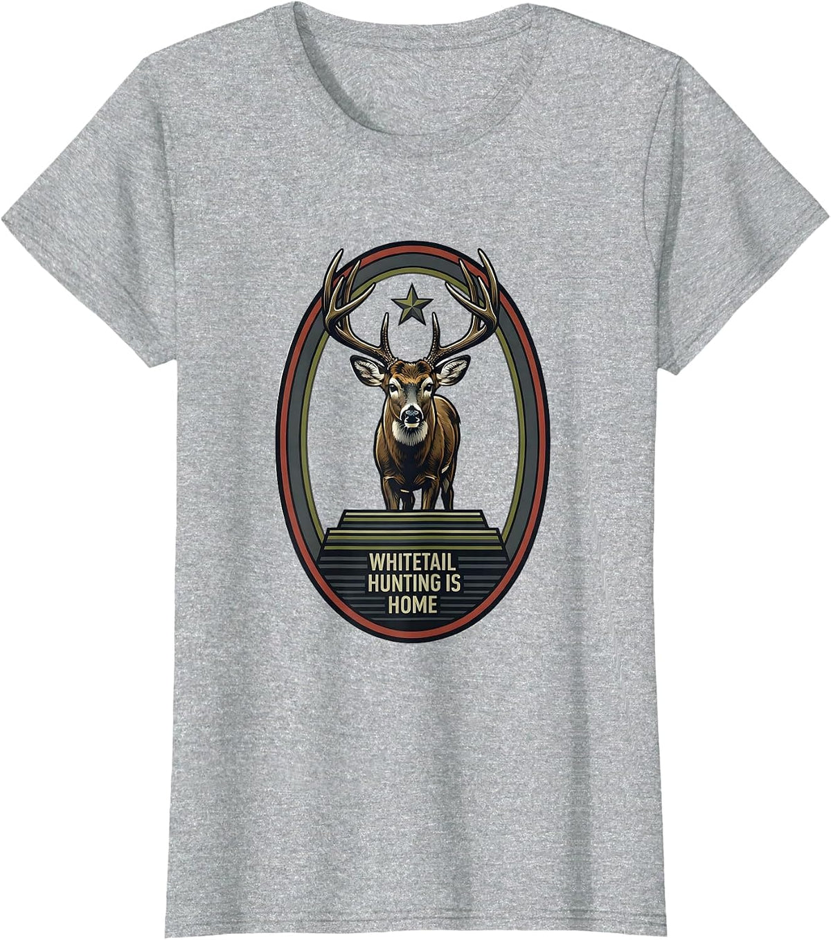Women's Whitetail Hunting Is Home Patriotic Camo Hunter Dad Gift T-Shirt - Heather Grey
