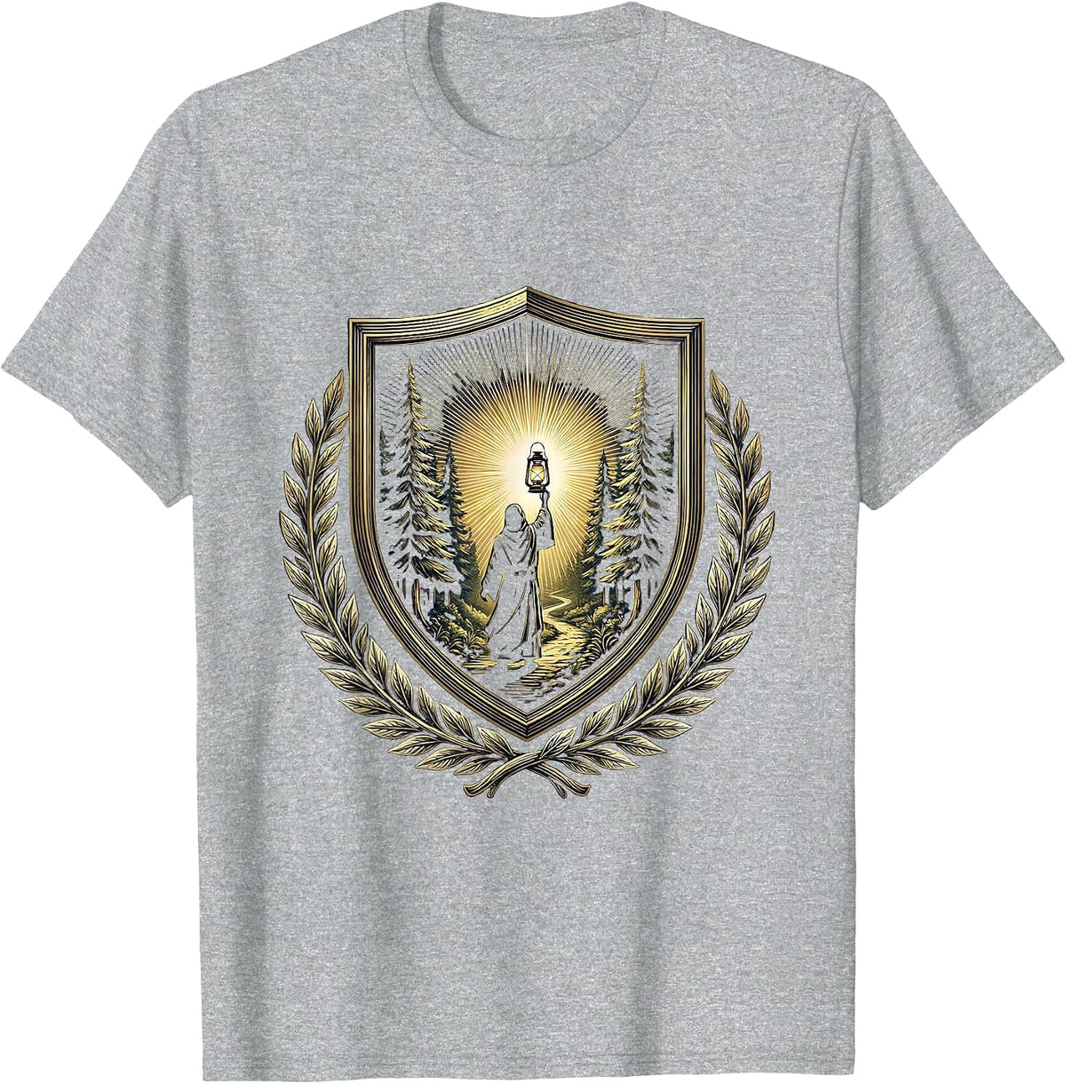 Men's Social Worker Lantern Forest Path Graphic T-Shirt - Heather Grey