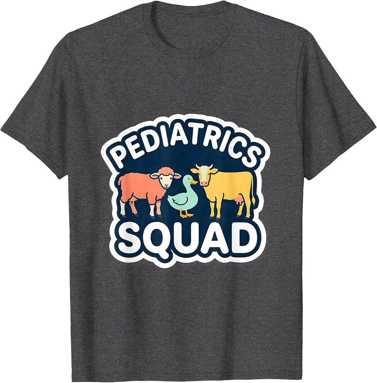 Men's Pediatrics Squad Cute Animal Pediatric Nurse NICU PICU T-Shirt - Dark Heather Grey