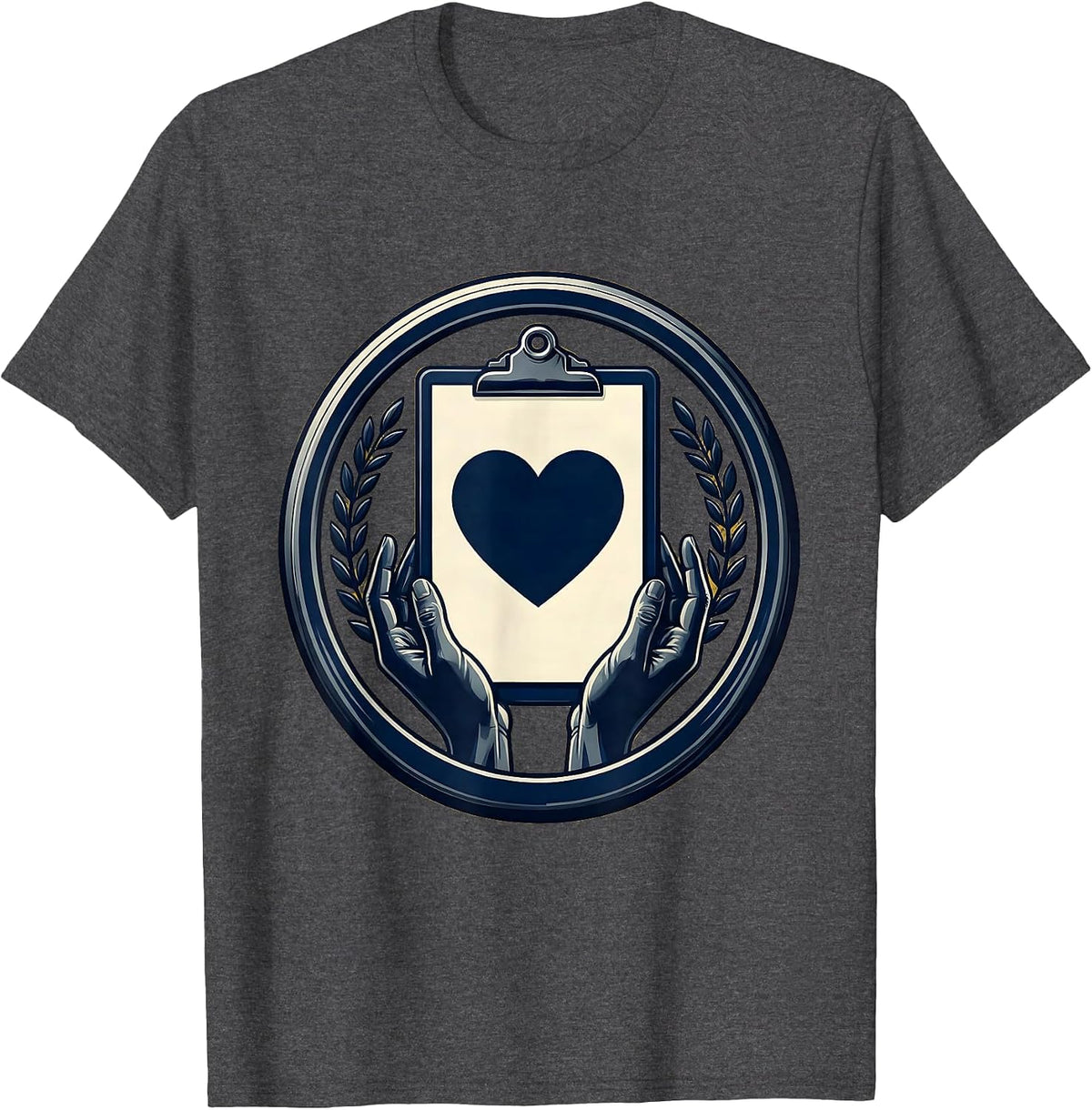 Social Worker Clipboard Heart Graphic Design Gift T-Shirt - Dark Heather Grey