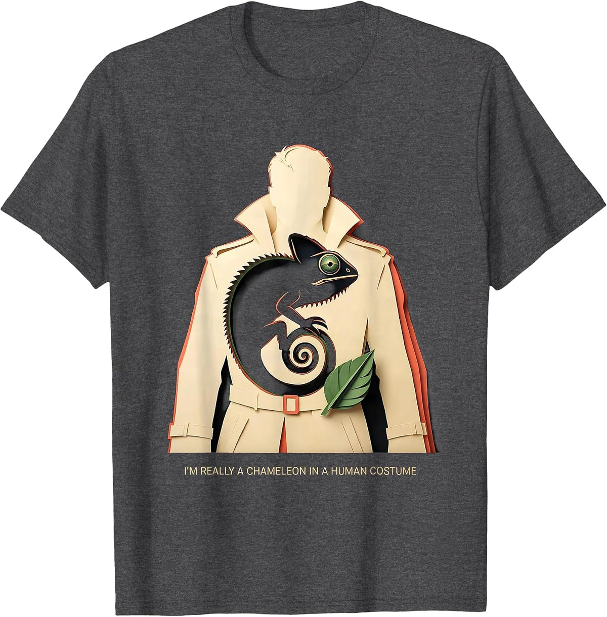 Men's I'm Really A Chameleon In A Human Costume Funny T-Shirt - Dark Heather Grey