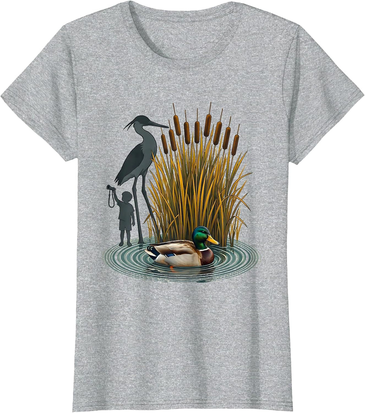 Ripple Mallard Duck Hunting Dad Retro Camo Gift T-Shirt - Heather Grey