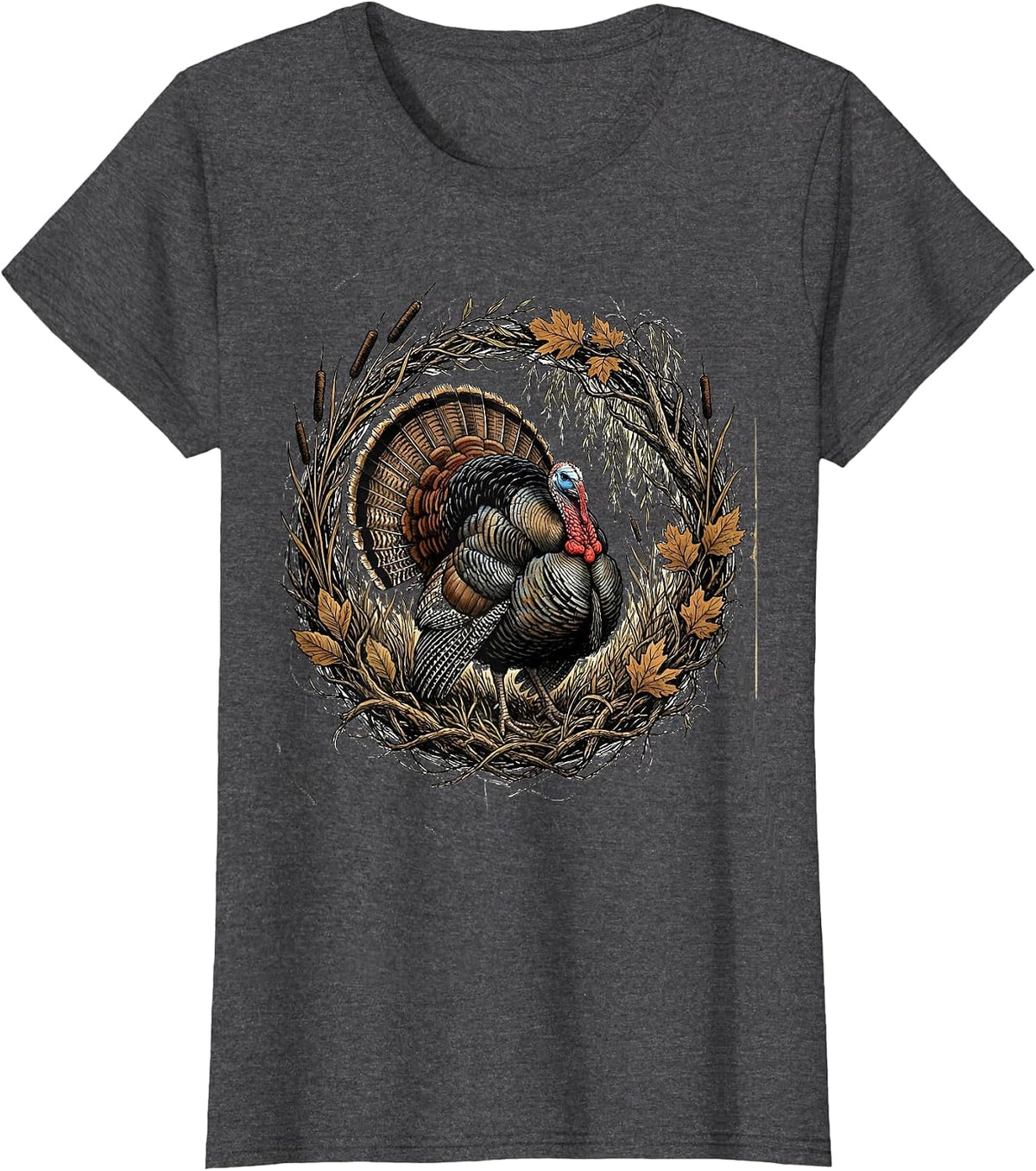 Women's Bottomland Camo Turkey Strutter River Bottom T-Shirt - Dark Heather Grey