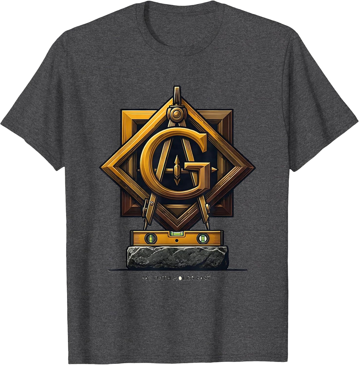 Men's My Oath Holds Fast Masonic Square & Compass Freemason T-Shirt - Dark Heather Grey
