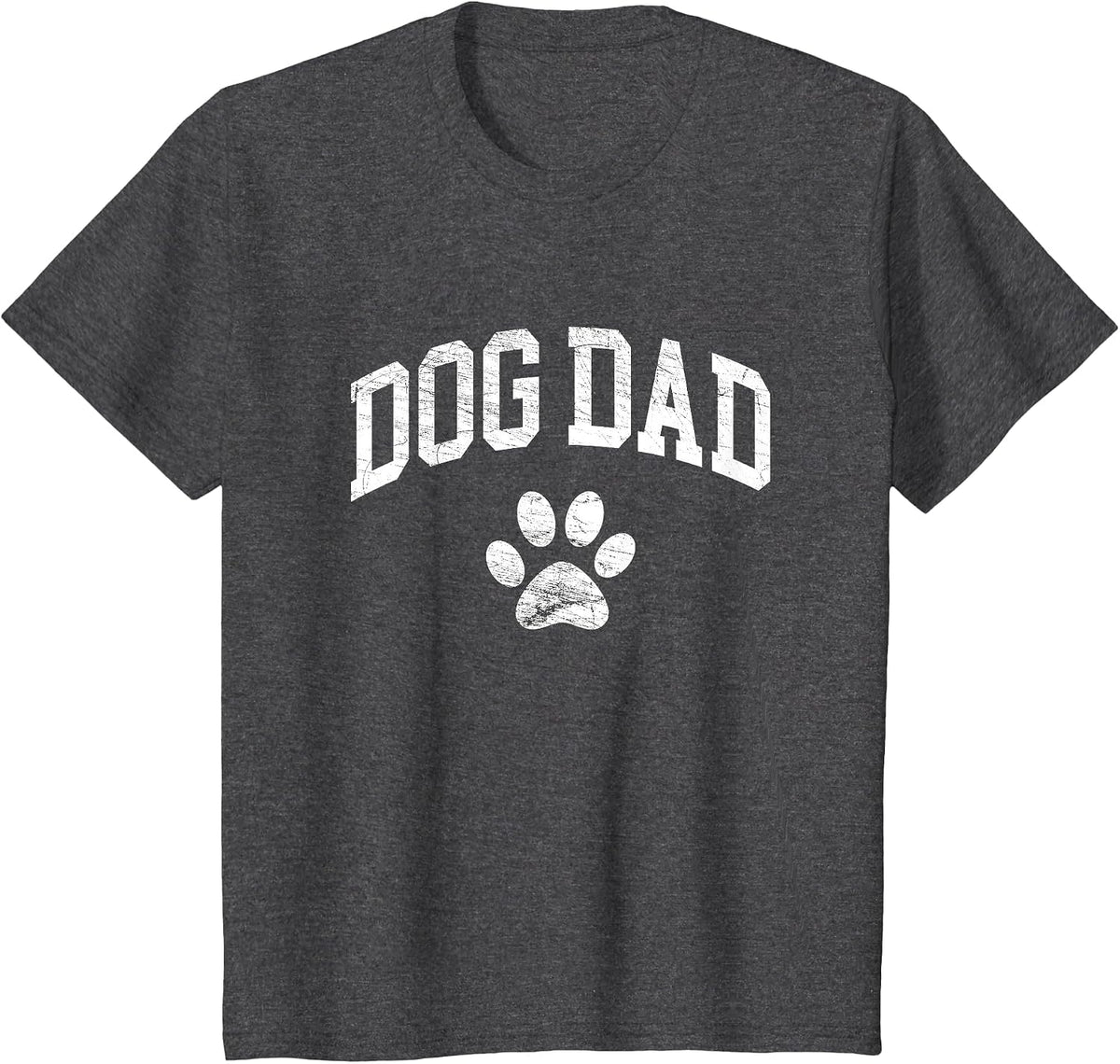 Dog Dad - Distressed Design Style - Funny Dog Paw - Classic T-Shirt - Dark Heather Grey