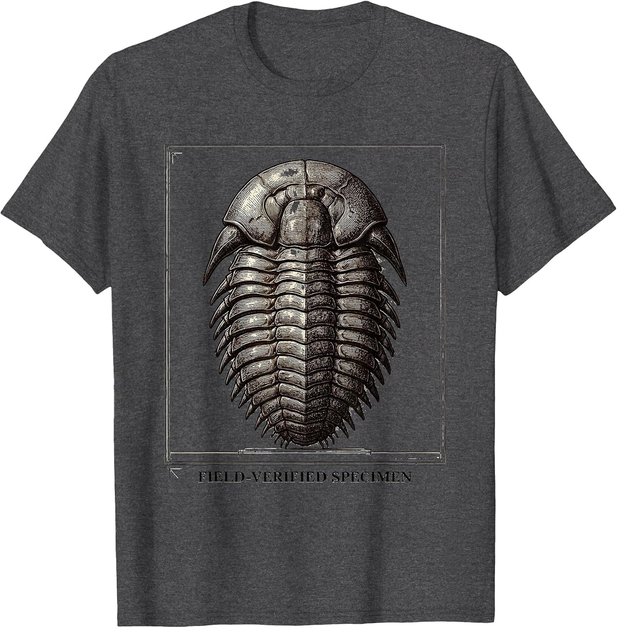 Field-Verified Specimen Crosshatch Etching Rock Collector T-Shirt - Dark Heather Grey