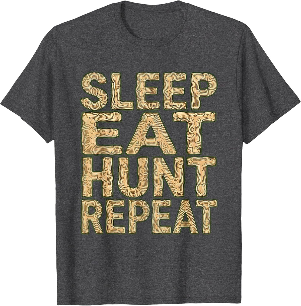 Men's Sleep Eat Hunt Repeat Camo Hunting Design T-Shirt - Dark Heather Grey