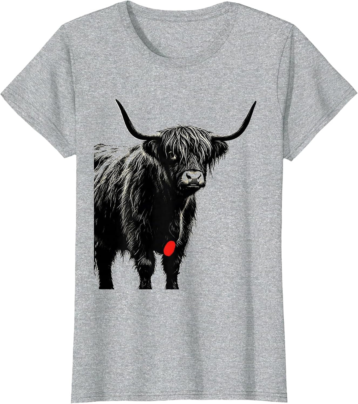Women's Highland Cow Whimsical Humor Cute Animal Fan T-Shirt - Heather Grey