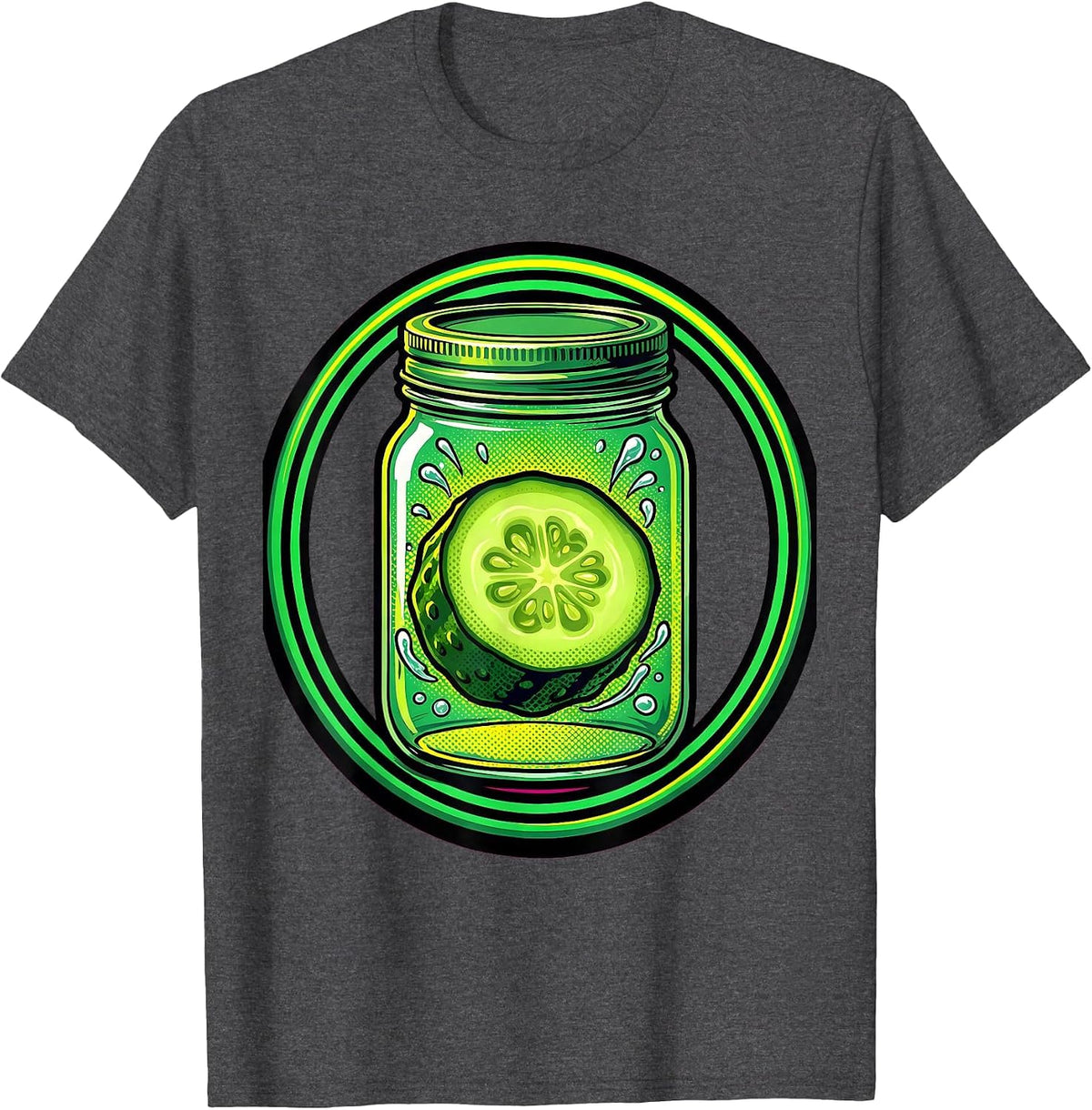 Pickle Slice in Mason Jar Graphic T-Shirt - Dark Heather Grey