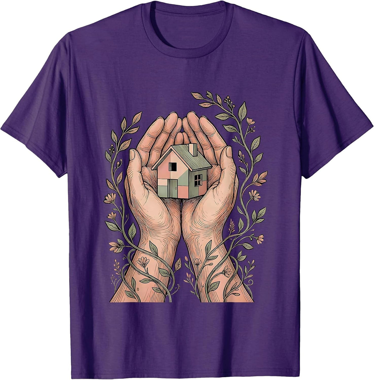 Social Worker Hands Building Home Graphic T-Shirt - Purple