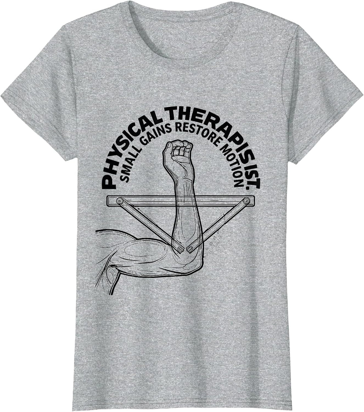 Physical Therapist Small Gains Restore Motion Retro T-Shirt - Heather Grey